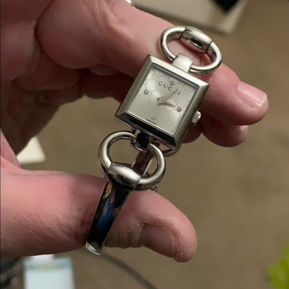 Gucci diamond monogram snafflebit watch #120
